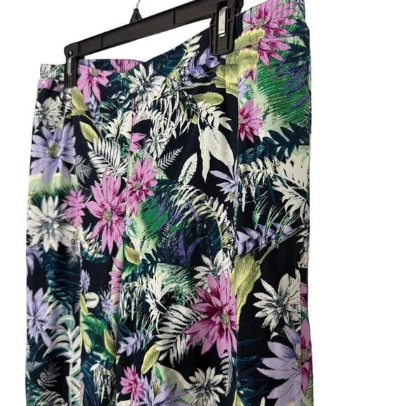 J Jill Womens Floral Cropped Wide Leg Pull On Elastic Waist Rayon Pants sz M - Picture 10 of 16